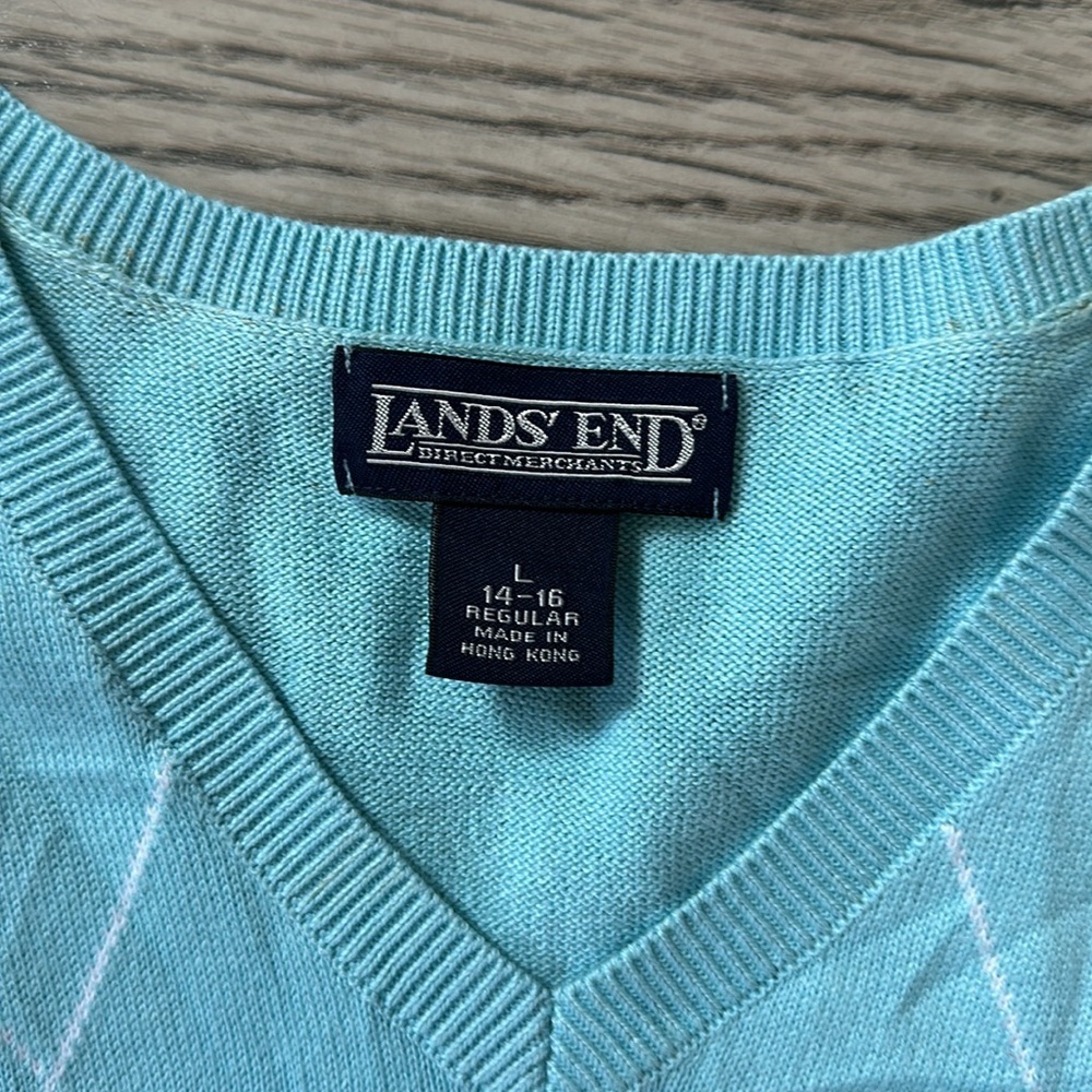 Lands End sweater vest light blue women’s large‎ 14-16 - Picture 4 of 8